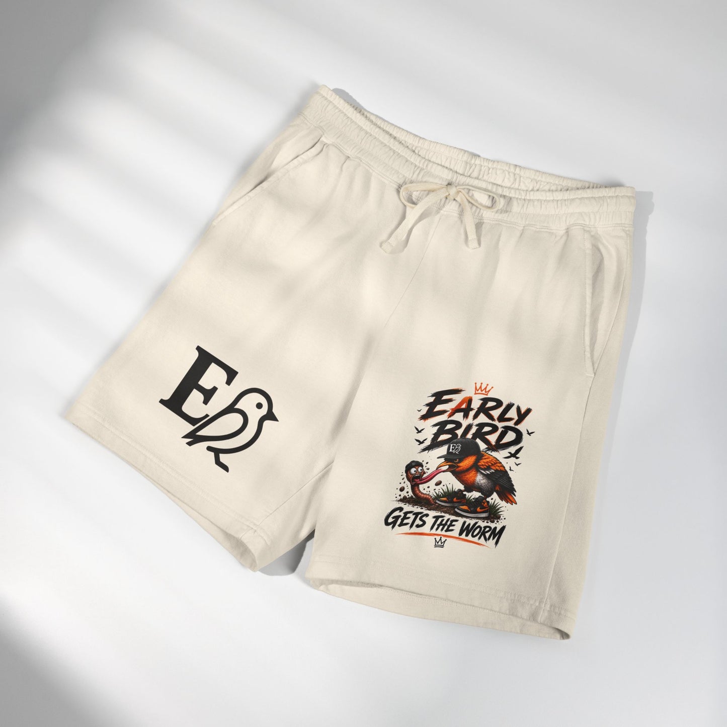 “Early Bird Gets The Worm – Premium Garment-Dyed Shorts”