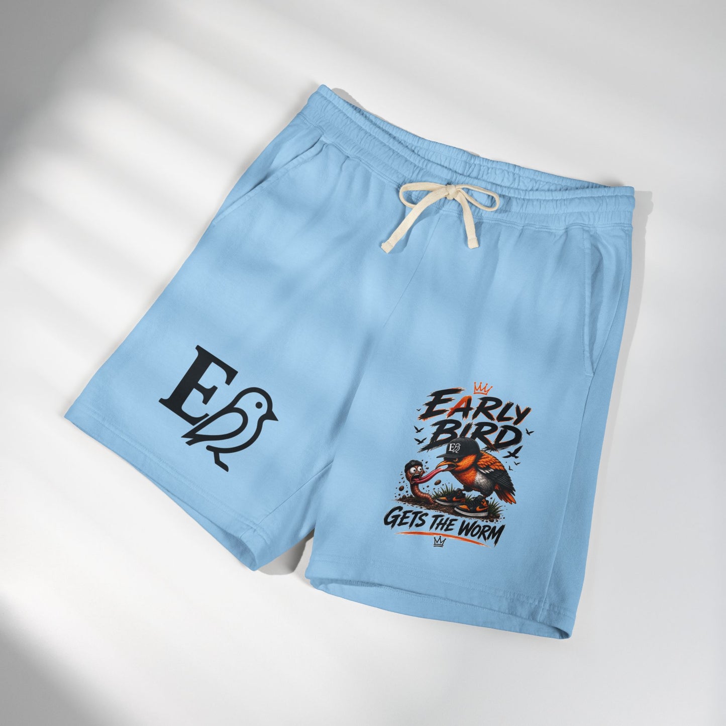 “Early Bird Gets The Worm – Premium Garment-Dyed Shorts”