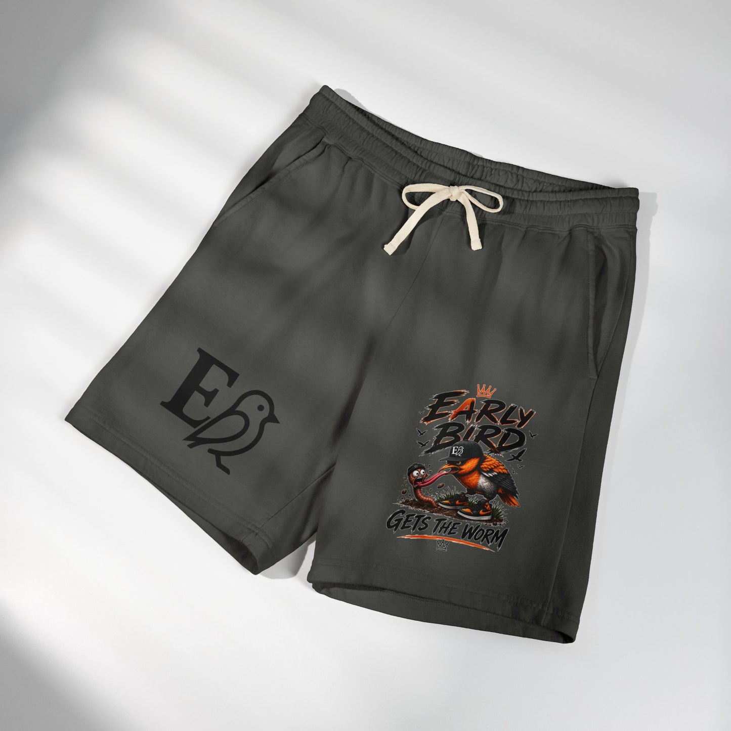 “Early Bird Gets The Worm – Premium Garment-Dyed Shorts”