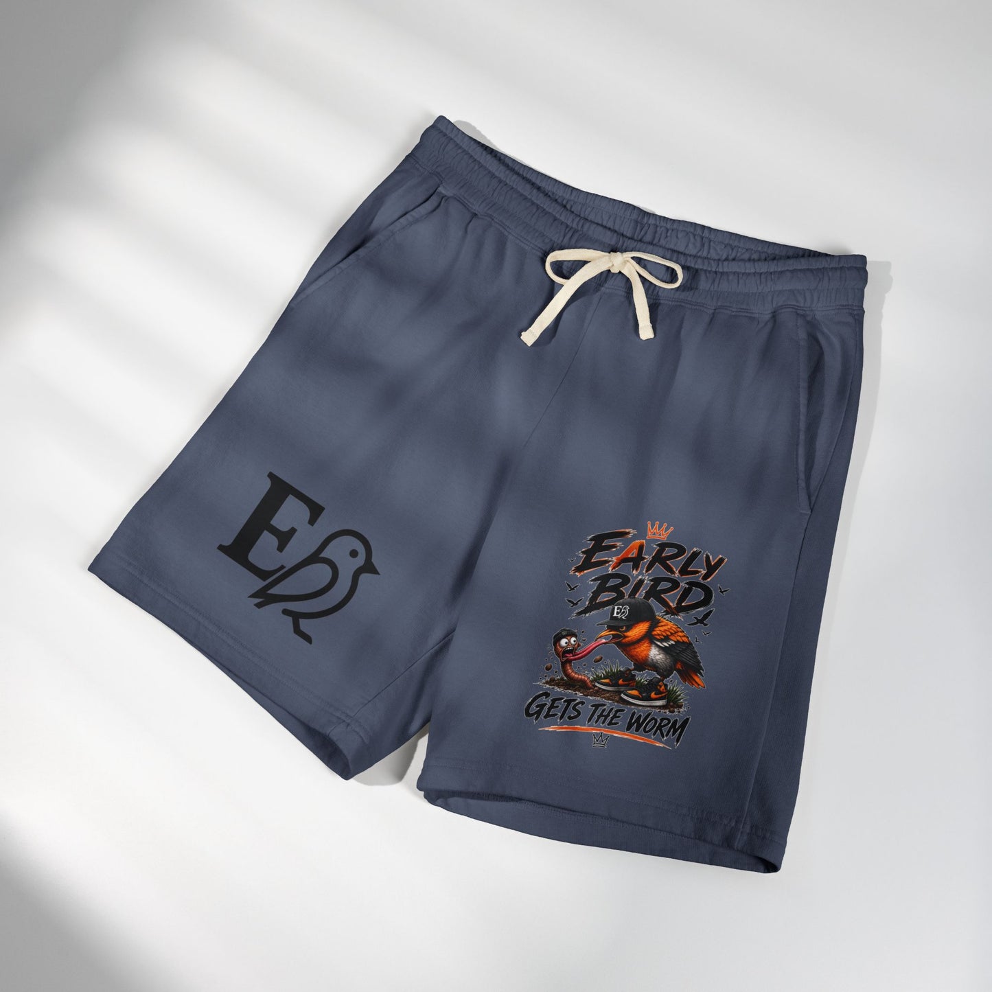 “Early Bird Gets The Worm – Premium Garment-Dyed Shorts”
